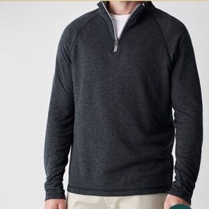 Faherty Charcoal Heather Cloud Cotton Quarter Zip Pullover Medium